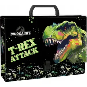 Derform document folder with handle A4, 95 mm spine, dinosaur print, model TRGDN20