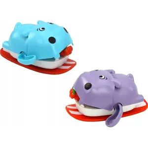 Игрушка для ванны LEANToys Заводной плавающий бегемот на доске, модель 17705