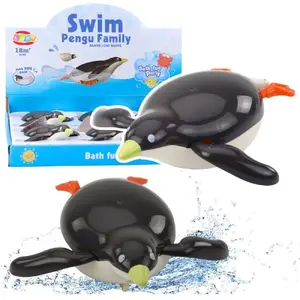Плавающий заводной пингвин игрушка для купания LEANToys, серый, 14,5 см, водная игрушка