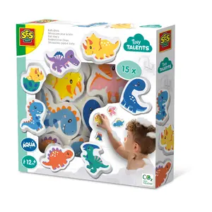 Vannas uzlīmju komplekts SES Creative Tiny Talents Bath dinos — putu vannas uzlīmes, daudzkrāsainas, no 1 gada