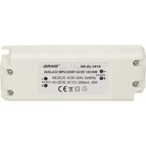 ORNO LED barošanas avots 12V DC 30W 2,5A IP20 (OR-ZL-1615)