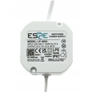 Iebūvējams impulsu barošanas avots eSPe LP-6024 24V 60W 2.5A IP67