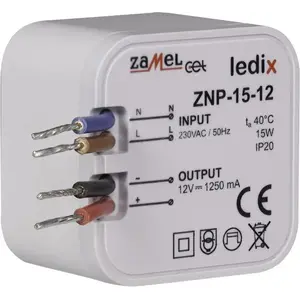 LED блок питания ZAMEL LDX10000030, 12V DC, 15W, для монтажа в подрозетник