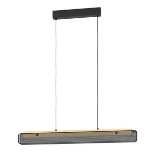 Pakaramais gaismeklis EGLO KOKOMO-Z LED, melns/brūns tērauds un koks, 220–240V, 2700–6500K, H1100×D990×W50 mm
