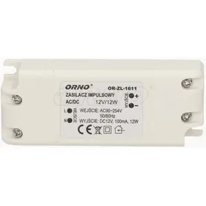 LED Power Supply ORNO OR-ZL-1611, 12V DC, 12W, 1A, IP20
