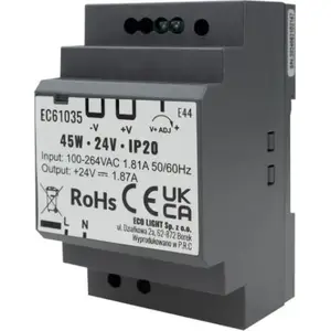 Блок питания на DIN-рейку 45 Вт 24 В IP20 Eco Light Ec61035 для LED