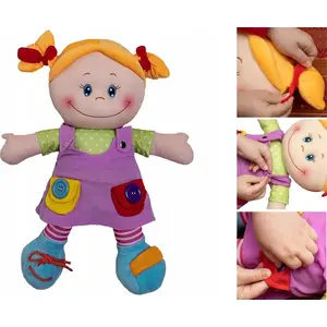Leļļa ASKATO Lalka szmacianka violetā kleitā, mīksta auduma lelle, modelis 123578