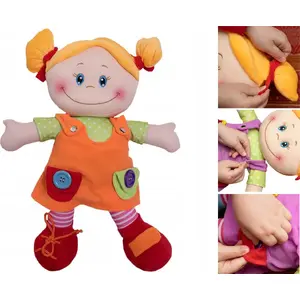 Lelle ASKATO Lalka szmacianka oranžā kleitā — mīksta auduma lelle, 123561