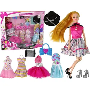 LEANToys lelle Emily ar maināmām drēbēm un aksesuāriem, modelis 13888