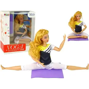 LEANToys lelle bērniem — gari blonzi mati, joga paklāja aksesuārs