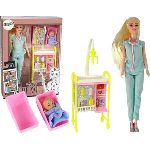 Lelle bērniem LEANToys modelis 15738 — ārsta loma lelle ar gariem matiem un aksesuāriem