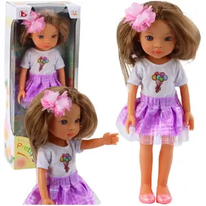 Lelle LEANToys 24432 — violeta kleita, gari brūni mati, matu spraude ar ziedu