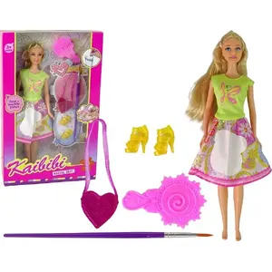 LEANToys lelle ar gariem matiem un kleitu krāsošanas komplekts — modelis 15178