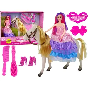 LEANToys lelles komplekts Princese ar baltu poni 13941 — figūriņa un aksesuāri