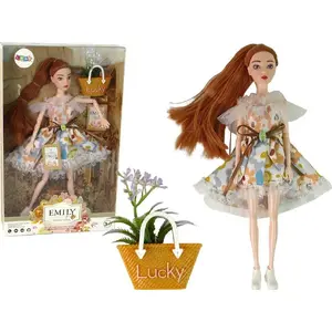 Lelle LEANToys Emily — bērnu lelle ar rudajiem matiem un rudens ziedu kleitu, modelis 13920