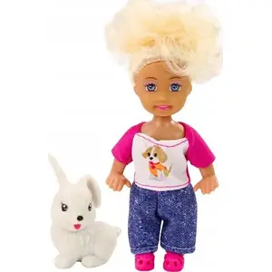Apģērbu komplekts lellēm LEANToys Mini Laleczka garie mati krāsains dzīvnieka kostīms mazām lellēm