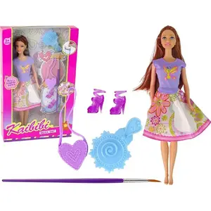 LEANToys doll with long hair and dress painting set, model 15177