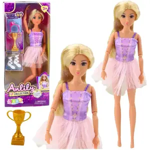 LEANToys lelle Anlily balerīna ar kustīgām ekstremitātēm un kleitu, modelis 24483