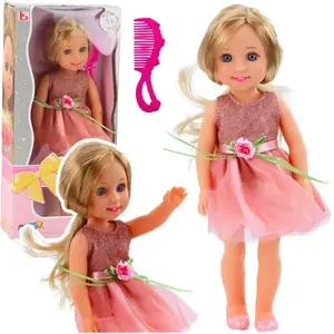 Lelle LEANToys ar loku, gari mati 38 cm rozā ar ķemmi