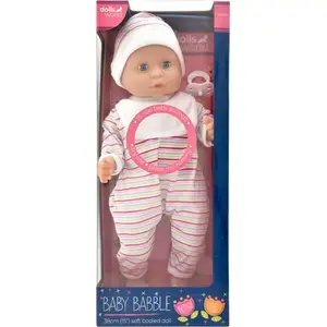 Dolls World Baby Babble lelle 38 cm — mīksta ķermeņa, runājoša bērna lelle