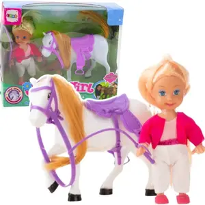 LEANToys komplekts — mini lelle ar zirgu un jāšanas tērpu, sēdeklis, modelis 24833