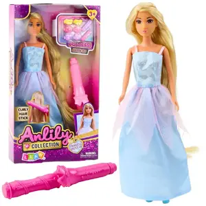 LEANToys doll 'Lalka Anlily' ball gown with long styling hair and styling accessories, model 24494