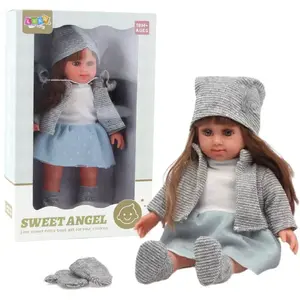 Lelle LEANToys 36,5 cm ar zilu kleitu, cepurīti, džemperi un cimdiņiem, modelis 25105