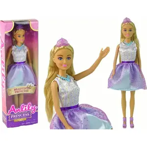 LEANToys lelle Anlily Princess ar violetu kleitu, rotaļlieta bērniem