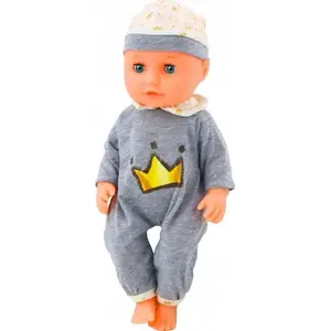 LEANToys lelle 'Bobas' pelējā pidžamā ar pudelīti, dummy un skaņu — modelis 19563
