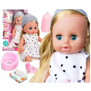 Interaktīva mazuļa lelle Happy Kiddo SN998 AN01 liela, runā, ar apģērbu, aksesuāriem un tualetes funkciju
