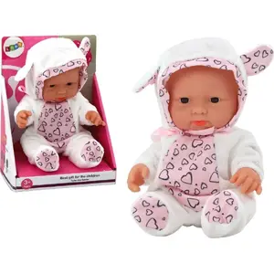 Mazā lelle-pūcīte LEANToys ar baltu apģērbu, cepurīti un loku (MPN 17734)