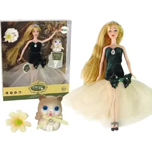 LEANToys doll Emily with long hair and cat flower accessory, children’s play doll