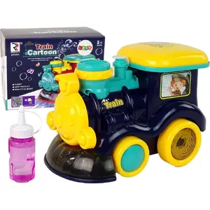 Игрушечный паровозик для мыльных пузырей LEANToys 15144 — синий, свет и звук, моторизированный