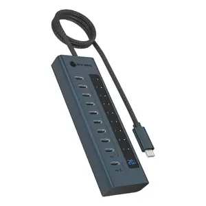 USB Type-C Gen 2 hubs RAIDSONIC ICY BOX IB-HUB1450-C31 — 10 porti, USB 3.2 Gen 2, 10 Gbit/s, alumīnijs, barošana 12V/4A