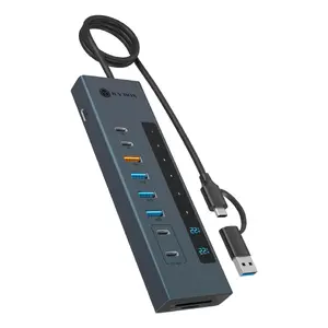 USB Type-C хаб RAIDSONIC ICY BOX 11-в-1 с кардридером, PD, USB 3.2 Gen 2, алюминиевый корпус