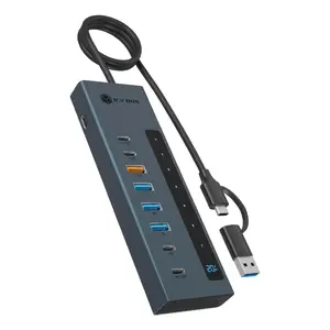 RAIDSONIC ICY BOX хаб 9-в-1 с Power Delivery, USB 3.2 Gen 2 Type‑C/Type‑A хост, алюминий, синий