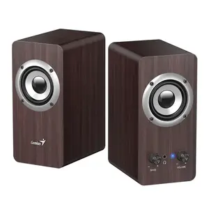 Speakers Genius SP-HF400, dark wood finish, stereo desktop speakers
