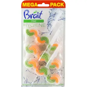 Туалетный блок Brait Hygiene & Fresh 2‑фазный Pine 3×45 г