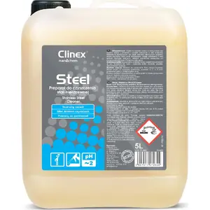 Средство Clinex Gastro Steel 5L — жидкость для мытья мебели и приборов из нержавеющей стали