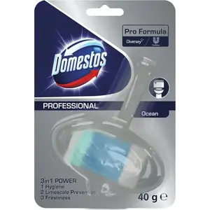 Блок для унитаза Domestos Ocean 40 г с держателем, 3 в 1 для очистки и свежести