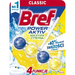 Pakarināms tualetes bloks Bref Power Activ Citrons 50 g — tīrīšana un aromatizācija