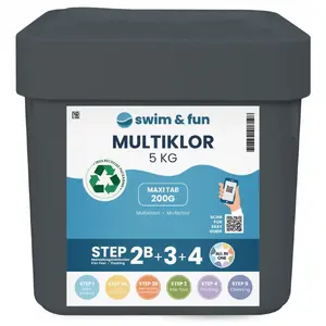 Swim & Fun Multiklor chlorine granules 200 g · 5 kg package for pool water treatment