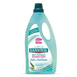 Disinfectant Floor & Surface Cleaner SANYTOL Eucalyptus, Liquid Concentrate 1 L — for Laminate, Linoleum, Marble, PVC, Vinyl