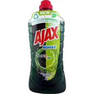 Чистящая жидкость Ajax Boost Charcoal+Lime 1 л — универсальное средство для разных поверхностей
