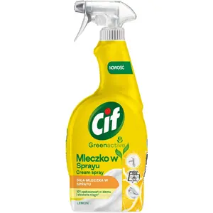 Tīrīšanas aerosols Unilever Cif Spray Mleczko Lemon — universāls virsmu tīrītājs, citrona aromāts