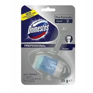 Tualetes pakaramais Domestos Professional 3‑1 Power Ocean 35 g — WC atsvaidzinātājs un tīrīšanas līdzeklis