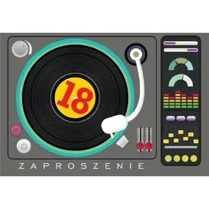 Invitation cards KUKARTKA ZZ-055 for 18th birthday with DJ design, pack of 5