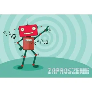 Invitation cards KUKARTKA ZZ-061 Robot, set of 5, folded paper invitations for birthdays and celebrations