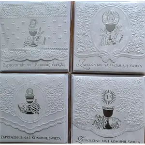 Invitation cards Panorama Komunia square 5 pcs, model 478453