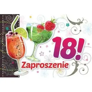 Invitation cards KUKARTKA ZZ-038 for 18th birthday, drinks theme, pack of 5